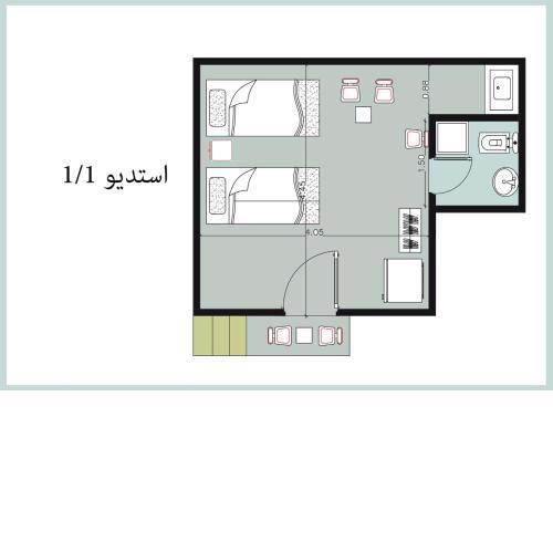 1CH1 studio 2beds ground floor sea view 114 green beach