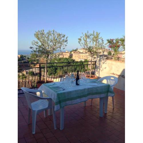 2 bedrooms house with sea view and furnished terrace at Rossano 3 km away from the beach