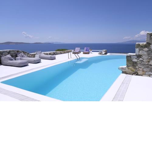 4 bedrooms villa with sea view private pool and enclosed garden at Mykonos 2 km away from the beach