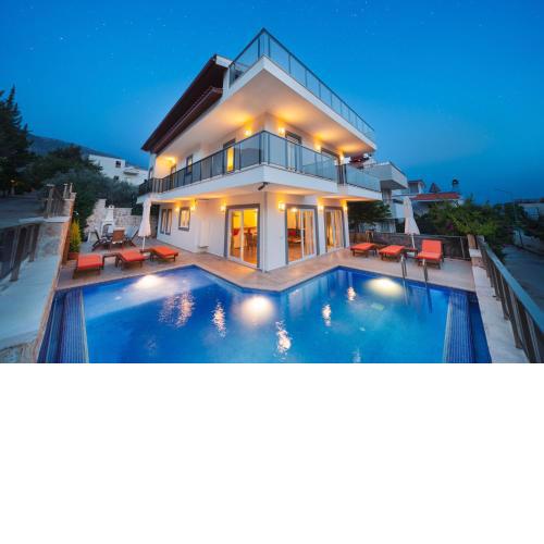 5 bedrooms villa with sea view private pool and terrace at Kalkan 1 km away from the beach