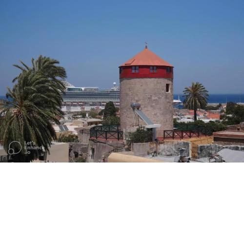 A medieval windmill tower with magnificent view