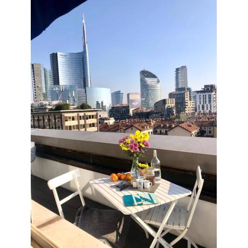 Attic 9th floor with 2 terrace in Moscova-Corso Como with amazing view