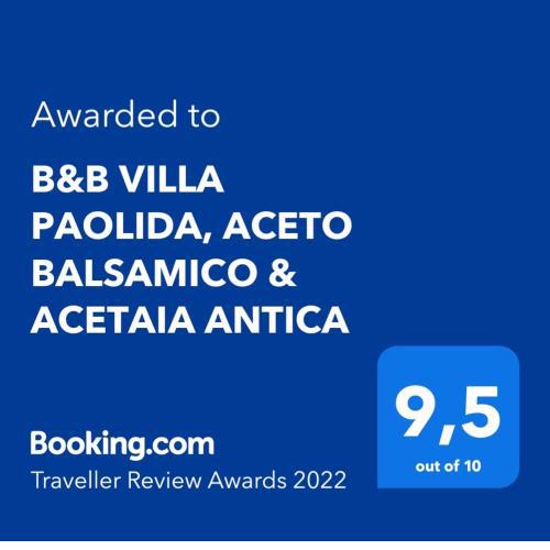 B&B VILLA PAOLIDA, ACETO BALSAMICO & ACETAIA ANTICA