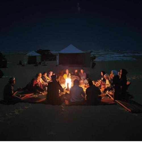 Camping in white desert
