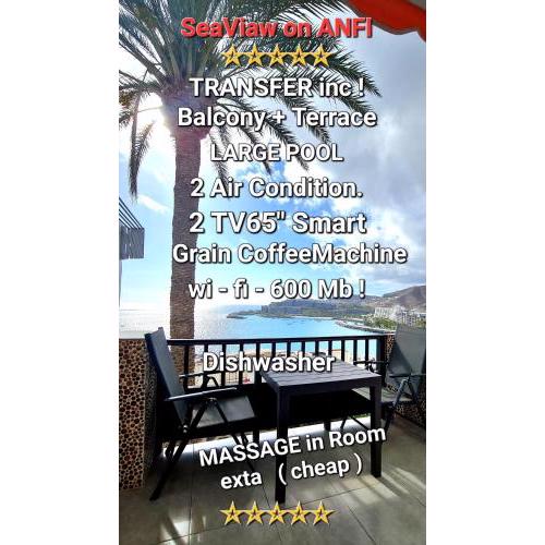 DELUXE SeaView-SUNSETS !TRANSFE-R inc! POOL,2AirCond,2TV65",600Mb Dishwasher,,2 BEACHes,ANFI-view