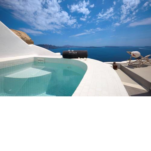 Elegant Santorini House Villa Castro Caldera View-Outdoor Hot Tub Oia