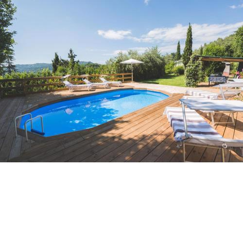 Exclusive beautiful pool house surrounded by greenery, modern, luxury finishes