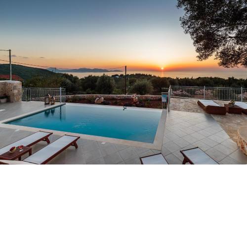 Fiscardo Luxury Stone Villa Alex ,with sunset view!