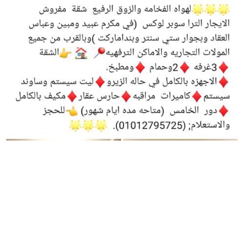 Furnished apartment at Nasr City located on Makram Ebeid Street