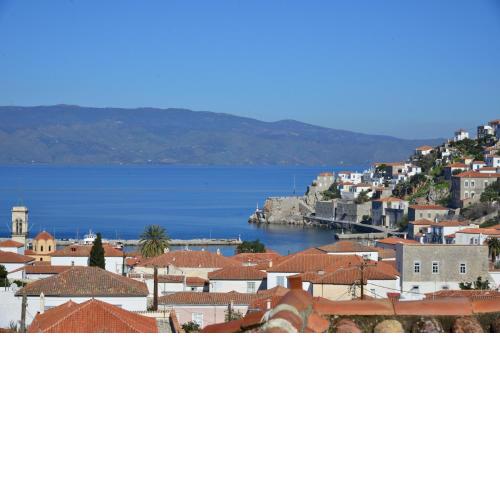 Hydra town, Relaxing patio Panoramic sea view
