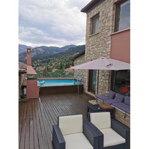 Mountain stone villa, sea & mountain view at 1150m