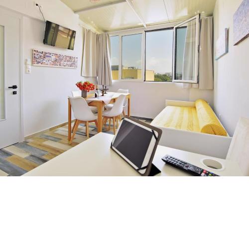 Museum loft apartment, with city view.