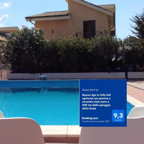 Nuovo Apt in Villa full optional con piscina e veranda vista mare a 500 mt dalla spiaggia della Scala