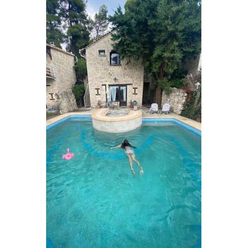 private vila with a pool and green view